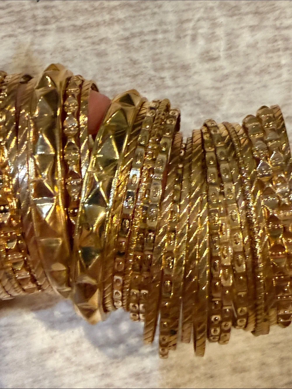 Gold Tone Textured Bangle Bracelet Set - Women Jewelry